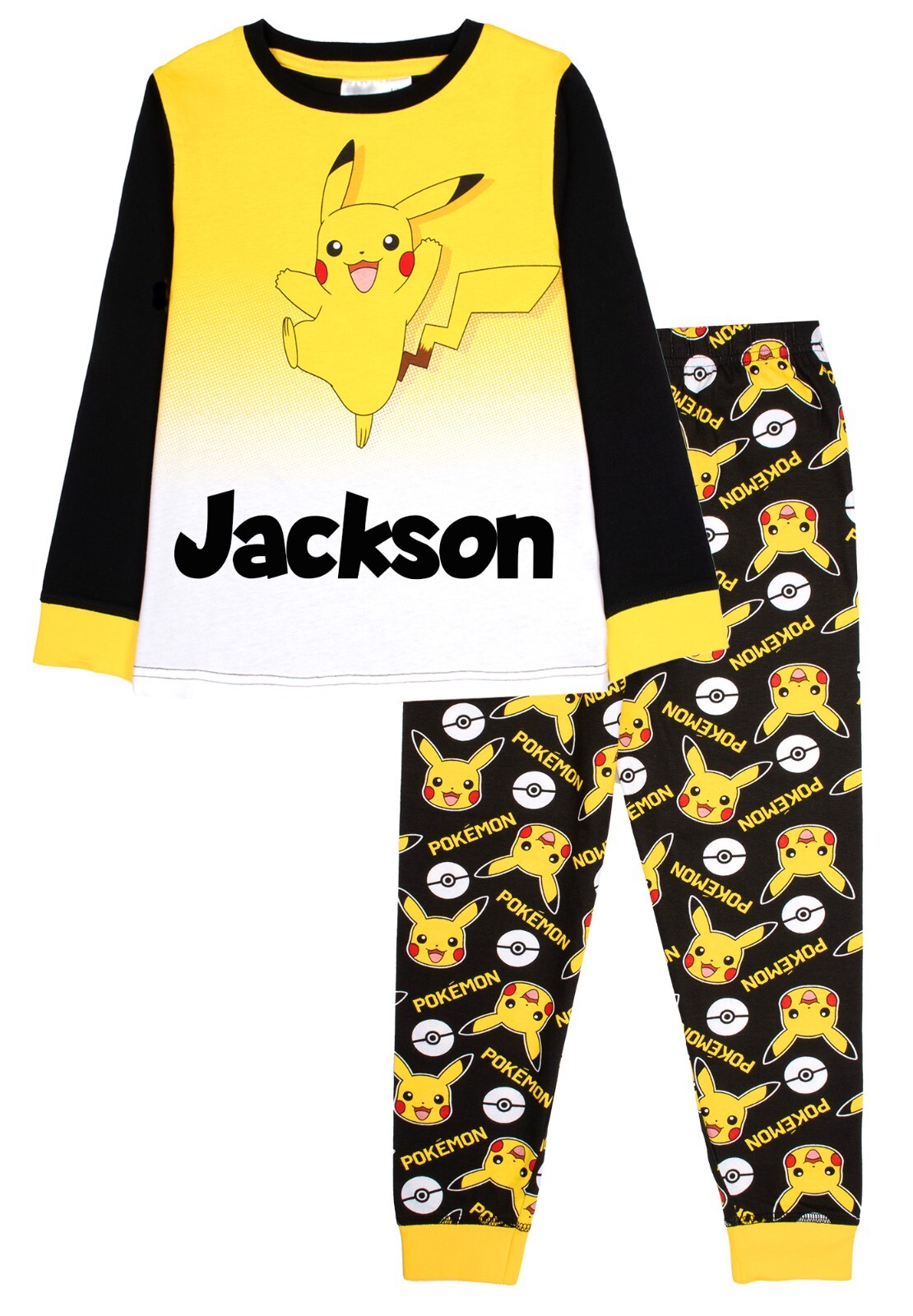 Pijamas Pokémon Personalizados Niños Mangas Largas Algodón Cálido Invierno PJs Navidad