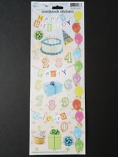 New Paper House Cardstock Birthday Stickers Banner Balloons Candles Cake Party