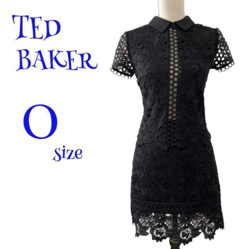TED BAKER Women's Lace Design Short Sleeve Tops & Skirt Set Up Black Size 0 USED - Picture 1 of 10