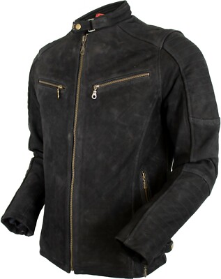 Biker Lederjacke aus Büffel Leder Motorradjacke mit Protektoren Schwarz Gesteppt