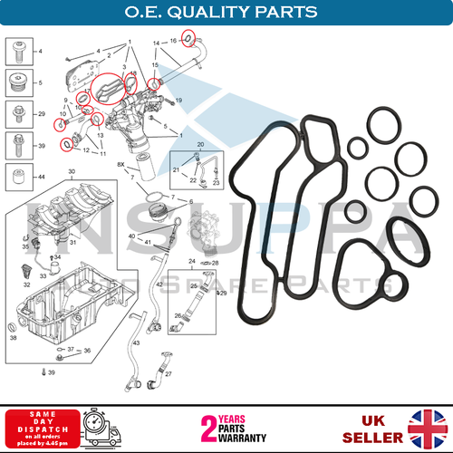 Oil Cooler Gasket Set For Opel Vauxhall Astra H J MK5 MK6 Z16Let A16Let