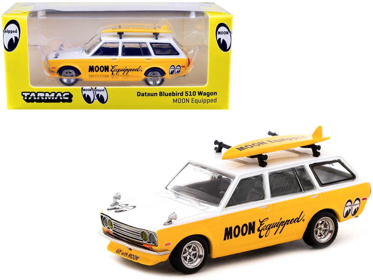 ミニカー 1:64 MOON EQUIPPED Datsun Bluebird 510 Datsun Bluebird 510 Wagon Yellow/White MOON Equipped w/ Roof