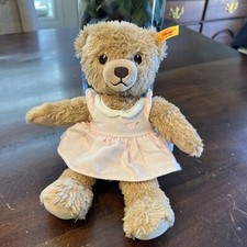 Steiff Sleep Well 10  Baby Teddy Bear Lovey With Pink Dress German Steiff LOOK 