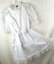 Vintage Wonderland Fashions USA White Lace Girls Size 12 Easter/Communion Dress