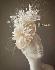 Kentucky Derby Fascinator Cream White Royal Ascot Hat Cocktail Bride Bridal Hat