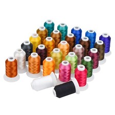 28 Spools Polyester Embroidery Thread 500M 550Y Each Thread Spool Colors Comp...