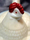 Vintage Westmoreland Milk Glass HEN ON NEST Covered Woven Basket Dish Chicken