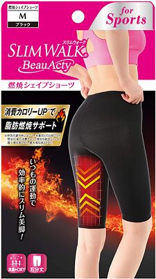 SLIM WALK Beau Acty Compression Sports Shorts Fat Burning Support M/L Black