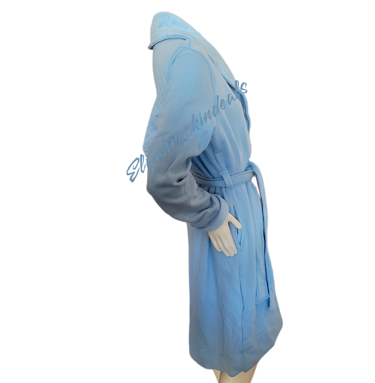 NEW WOMENS UGG DUFFIELD II HORIZON BLUE SHAWL COLLAR SOFT  ROBE - BATHROBE MED image 3