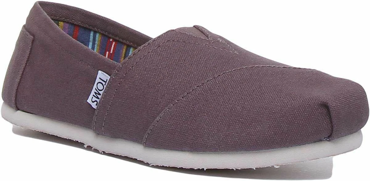 Toms Classic Slip On S Canvas Slip On 3 8 In Grey Size UK 3 8
