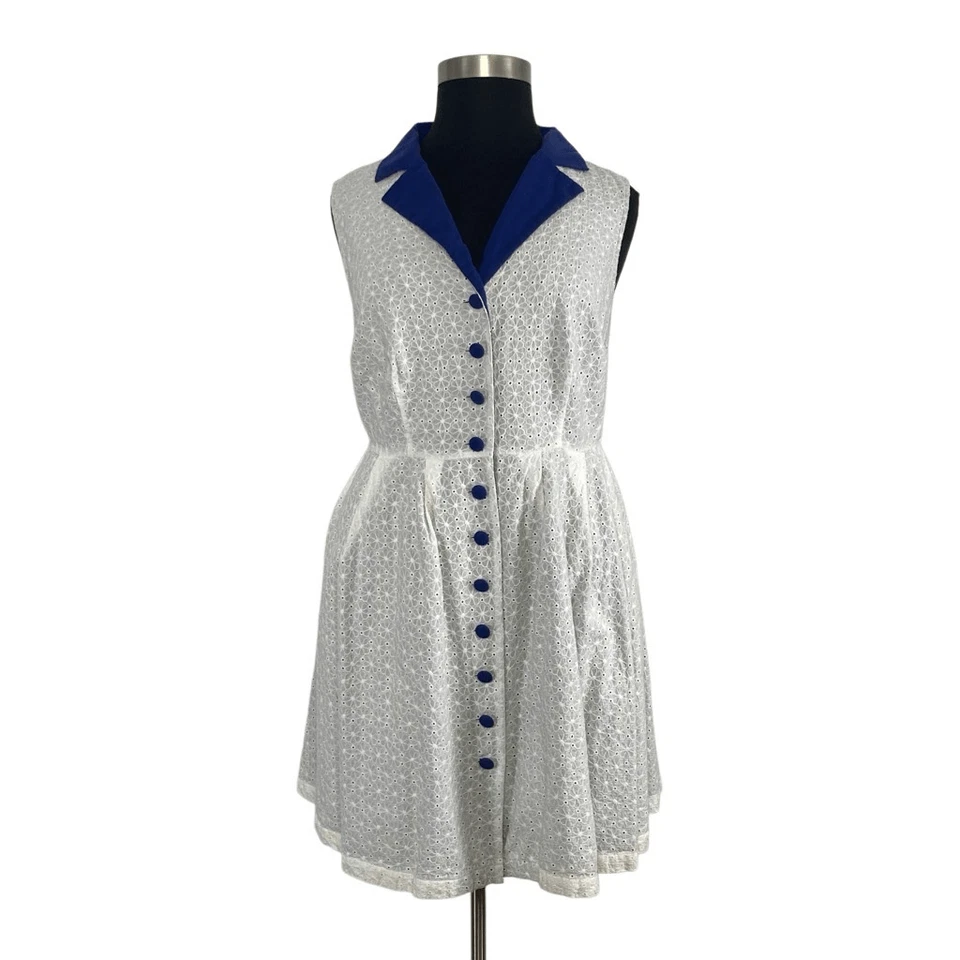 ModCloth 3X White Community Brunch Shirt Dress Cotton Cottagecore Retro 50s - Image 4 of 4