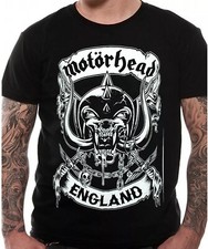 Image of Motorhead T-Shirt, Crossed Swords England Crest Black T-shirt, Size S-5XL