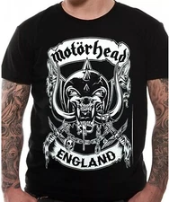 Motorhead T-Shirt, Crossed Swords England Crest Black T-shirt, Size S-5XL