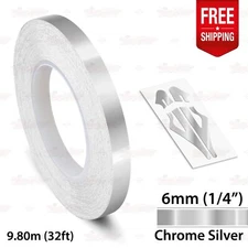 CHROME SILVER 1/4" 6mm Roll PIN STRIPE Striping Line TAPE Decal Vinyl Sticker