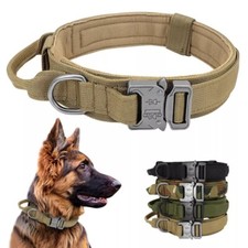 Tactical Large Dog Collar Heavy Duty K9 Service Training Metal Buckle Adjustable