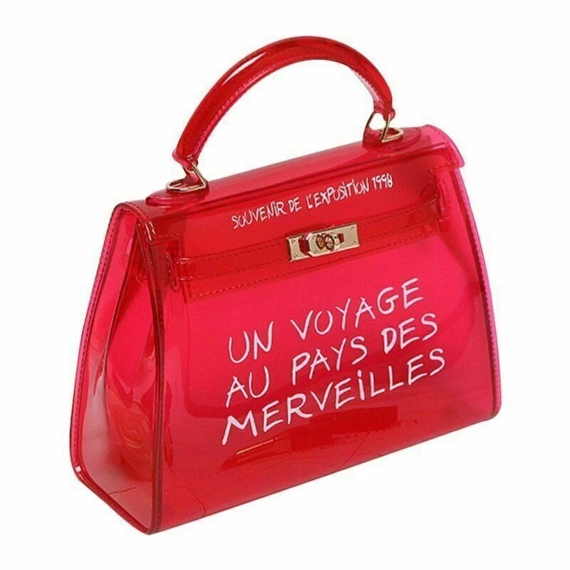 Red Large Trendy Un Voyage Au Pays Handbag Across Body Schoolbag