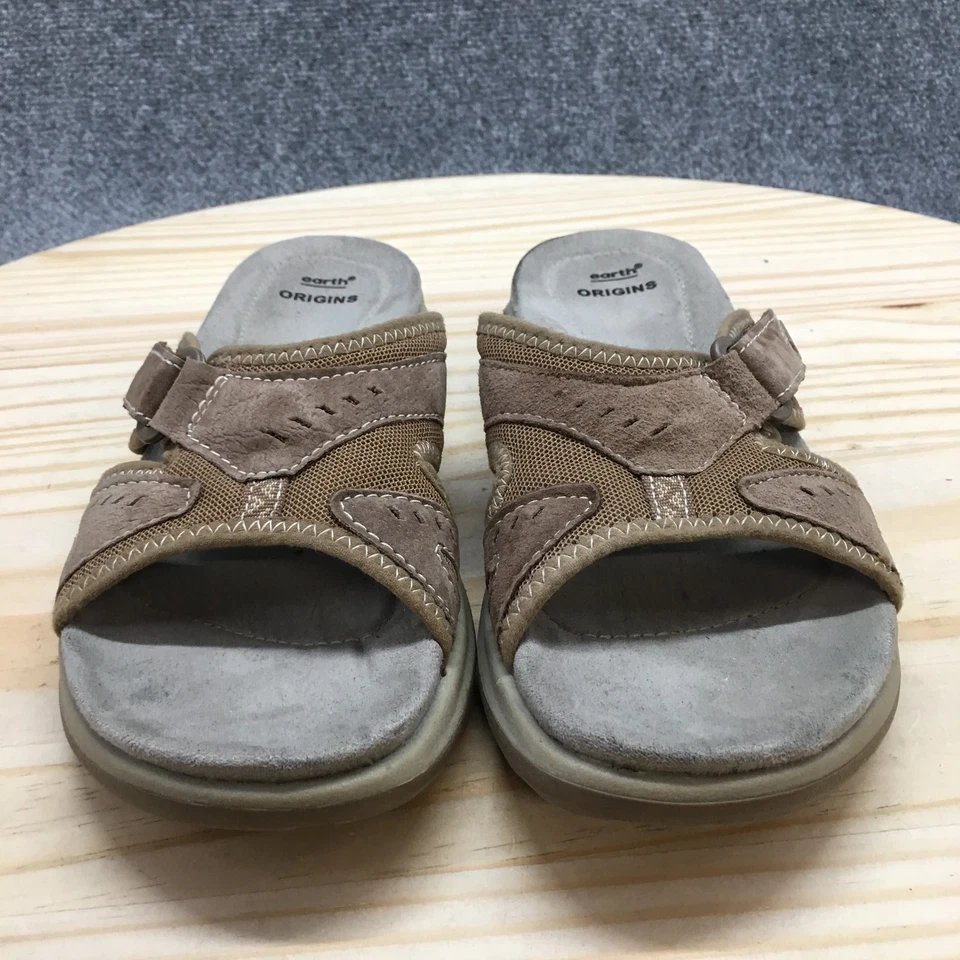 Sandalias Earth Origins para mujer 8 estrechas Henley Slide cuero marrón informales cómodas Foto 4 de 4