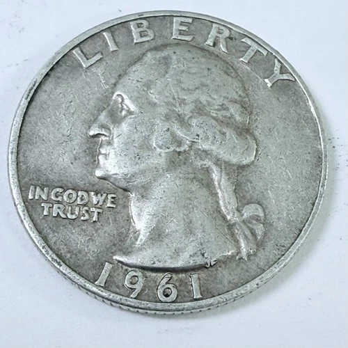 1961 D  SILVER WASHINGTON QUARTER  90% SILVER CIRCULATED COIN FREE SHIP #7578