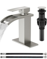 Waterfall Bathroom Faucet 1 Hole, Single Hole Bathroom Faucet, Single Handle Van