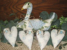 Cottage Charm Decor Swan 4 Hearts Blue Hydrangeas Bowl Fillers Wreath Accents