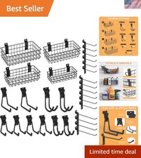 Ventilated Wire Baskets  26 Heavy Duty Slatwall Hooks - Efficient Storage Set