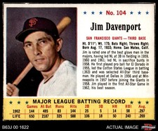 1963 Jello #104 Jim Davenport Giants 1.5 - FAIR