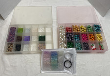 Jewelry Making Bead Lot Destash Seed Beads Faux Pearls Wood Organizer Thread