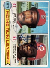 1979 Topps Baseball #2 Home Run Leaders Rice, Foster Signed Autograph