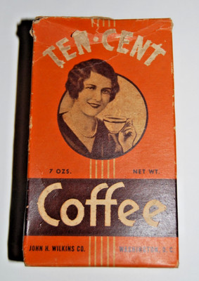 Vtg John H. Wilkins Co. Ten-Cent Coffee Box 7oz Washington D.C. Rare Advertising