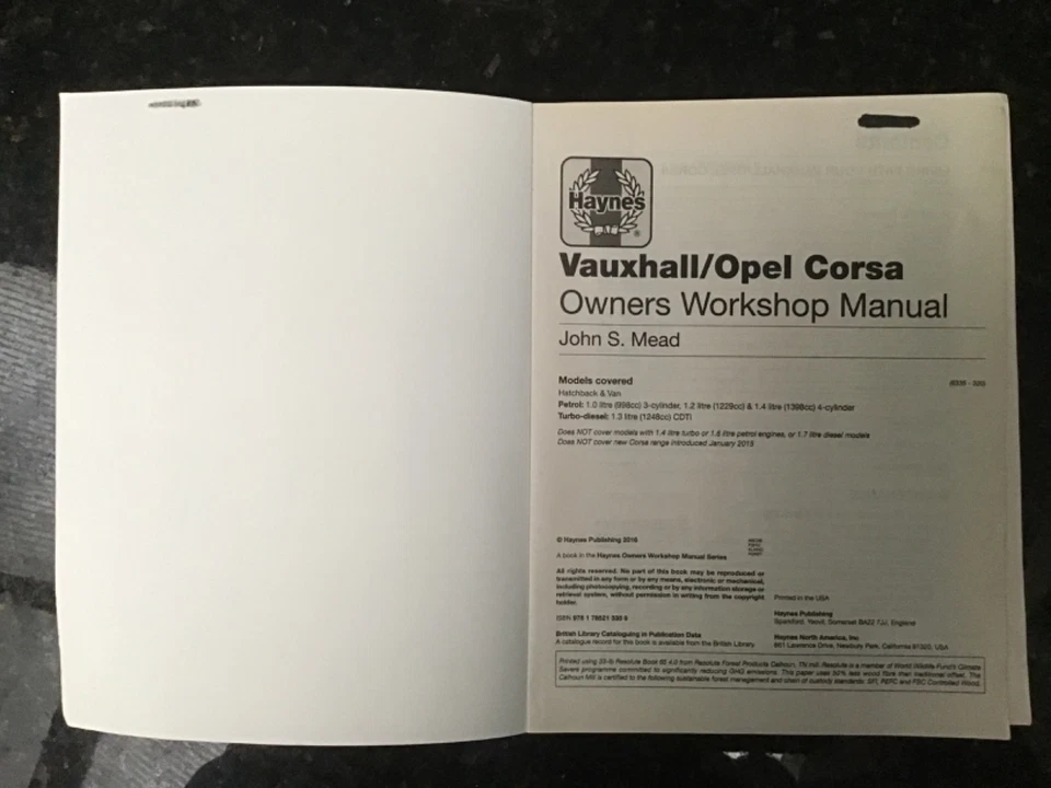 VAUXHALL/OPEL CORSA Petrol & Diesel Models 2011 to 2014 REPAIR MANUAL BY HAYNES - Image 2 of 4