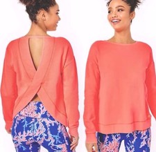 Lilly Pulitzer Luxletic Biscaya Cross-Back Cayenne Coral Orange Sweatshirt Top S