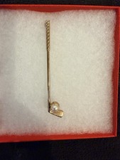 Vintage Men s Gold Tone Metal Tie Pin with 1 ...