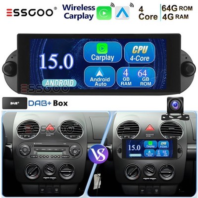 Für VW New Beetle 1C1 9C1 Android 15 4+64GB Autoradio GPS Navi Carplay SWC DAB+