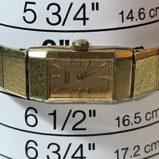 VTG Seiko Watch Women 12mm Gold Dial Gold Tone Rectangle 1320-5049 Working