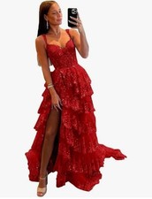 Sparkly Teired Laced Tulle Prom dress