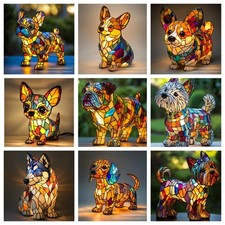 Lampada LED cane arte luce notturna resina decorazione per scrivania camera da letto regalo CorgiLamp UK