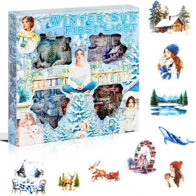 Scrapbook Aufkleber Journal Zubehör PET Landschaft Journal Aufkleber Winter B2N6