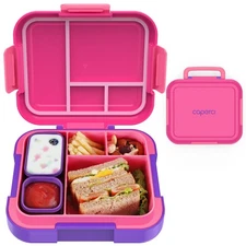 Caperci Kids Large 4.8 Cup Bento Lunch Box, 2 Modular Containers, 4 Compartments