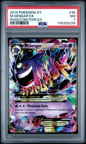 2014 POKEMON XY PHANTOM FORCES #35 M GENGAR EX PSA 7