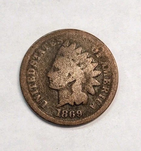 1869 Indian Head Cent Penny- Good Details