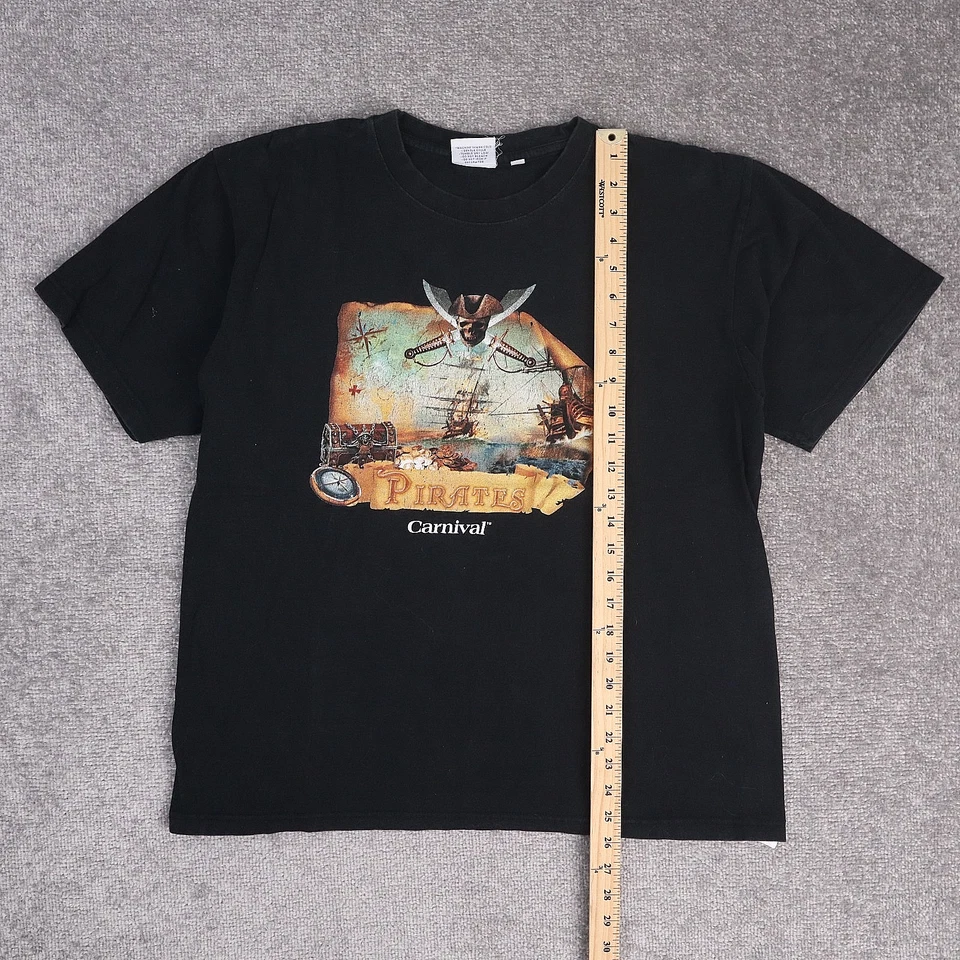 Camiseta De Colección Piratas del Caribe Carnaval Crucero Grande Negra Manga Corta Foto 2 de 4