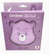 💜 NIB! Care Bears Share  " Beary Cute" LED Compact Mirror  Light Purple 
