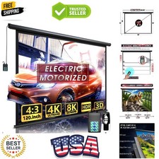 Motorized Projector Screen - Indoor and Outdoor Movies Screen Electric Projec...