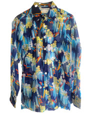 NEW VINTAGE 70S MENS GINO PAOLI LONG SLEEVE NYLON DISCO DRESS SHIRT M