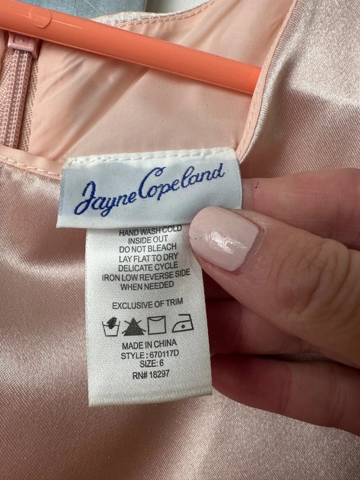 Vestido Formal Jayne Copeland Niñas Talla 6 Rosa Negro Bordado Fiesta Tul A18 Foto 3 de 4