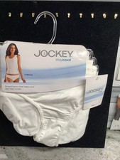 Jockey 3-Pair Size 7-Women  s Bikini Staycool White Underwear/ Panties -New
