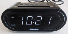 Sharp LED Digital Alarm Clock SPC476, Accuset Battery Backup, Black, White Light