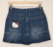 Hello Kitty Denim Pleated Mini Skirt Size MEDIUM