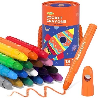 Jupitearth Rocket Crayons 18 Vibrant Colors Twist Up Design For Kids