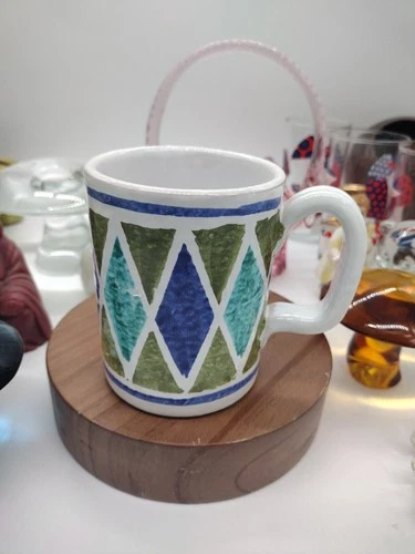 Vintage MCM Italian Art Pottery Blue Ceramic Cup-Mug